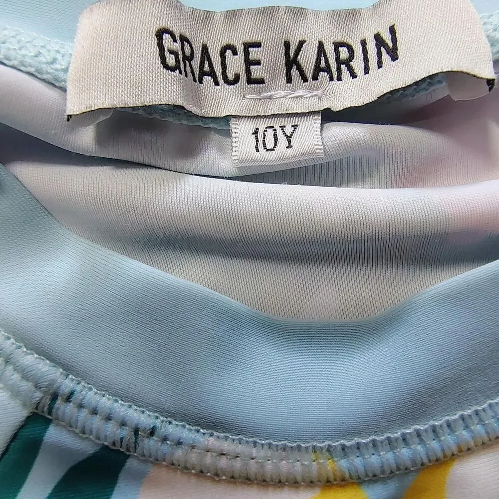 GRACE KARIN Girl's 2pc Rash Guard Swim Set, Size 10Y